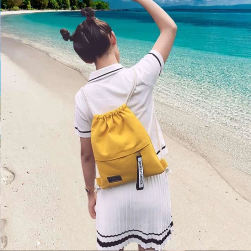 Canvas Double Shoulder Drawstring Backpack 8