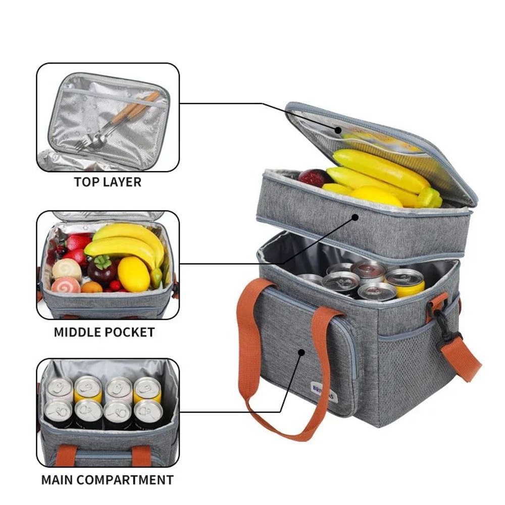 Double Layer Large Capacity Insulated Lunch Bag 1