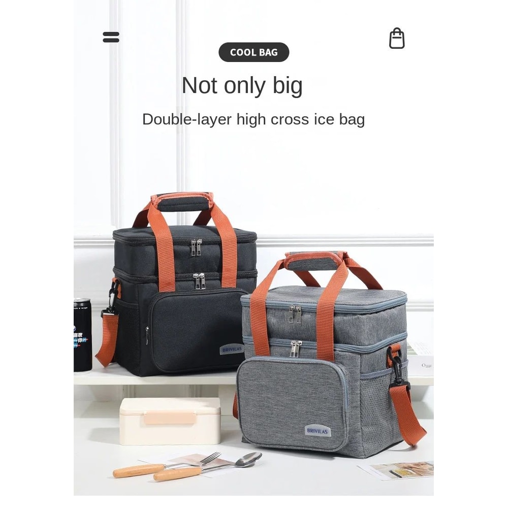 Double Layer Large Capacity Insulated Lunch Bag 6