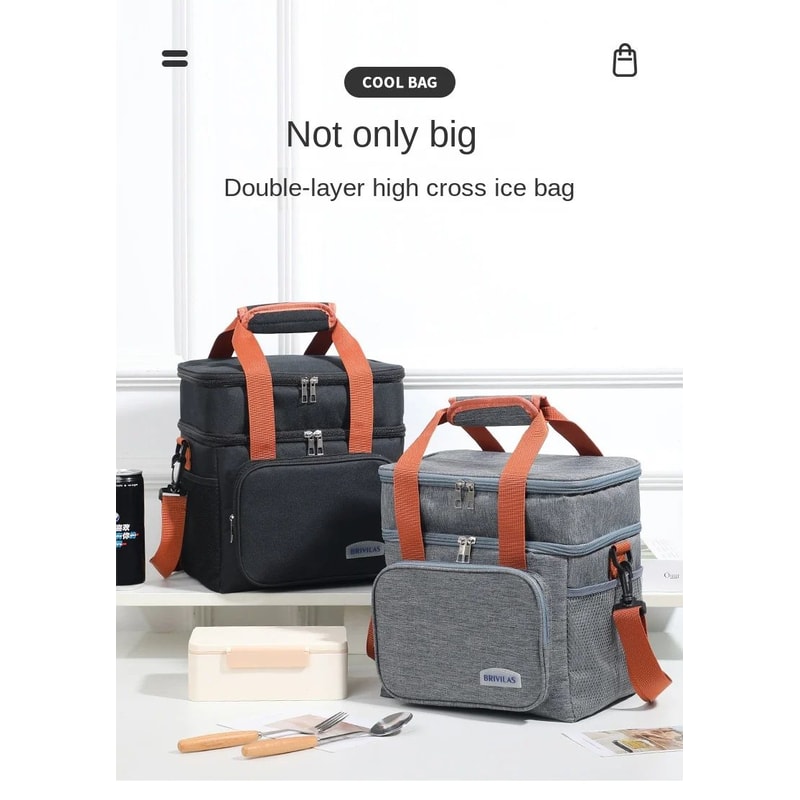 Double Layer Large Capacity Insulated Lunch Bag 6