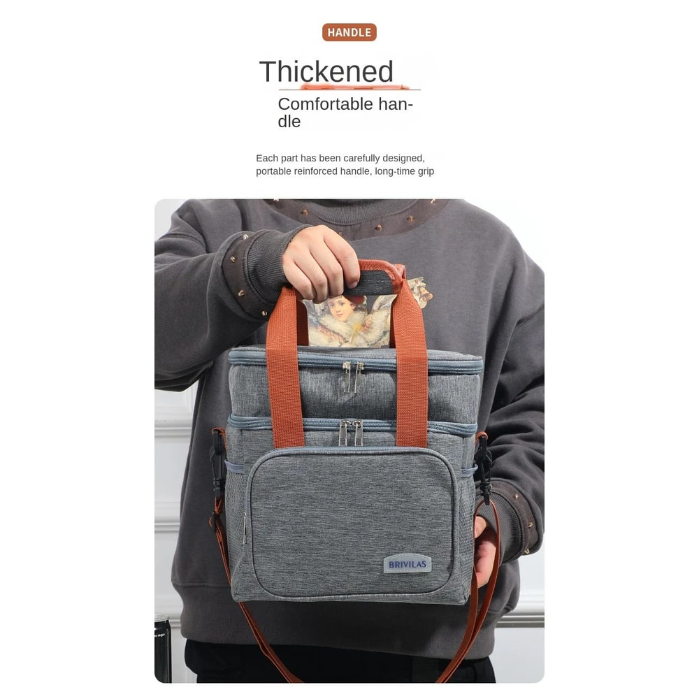Double Layer Large Capacity Insulated Lunch Bag 11