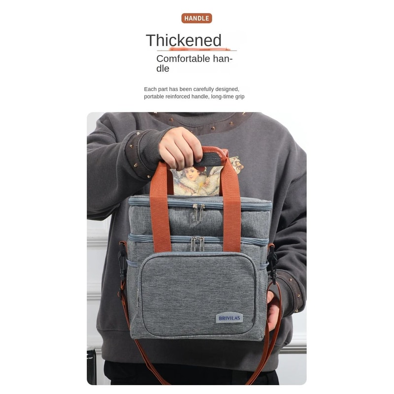 Double Layer Large Capacity Insulated Lunch Bag 11