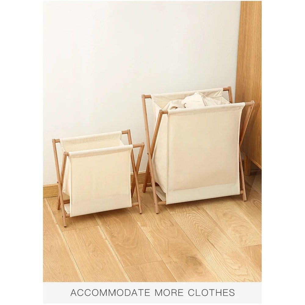 Foldable Wood Frame Laundry Storage Basket 7