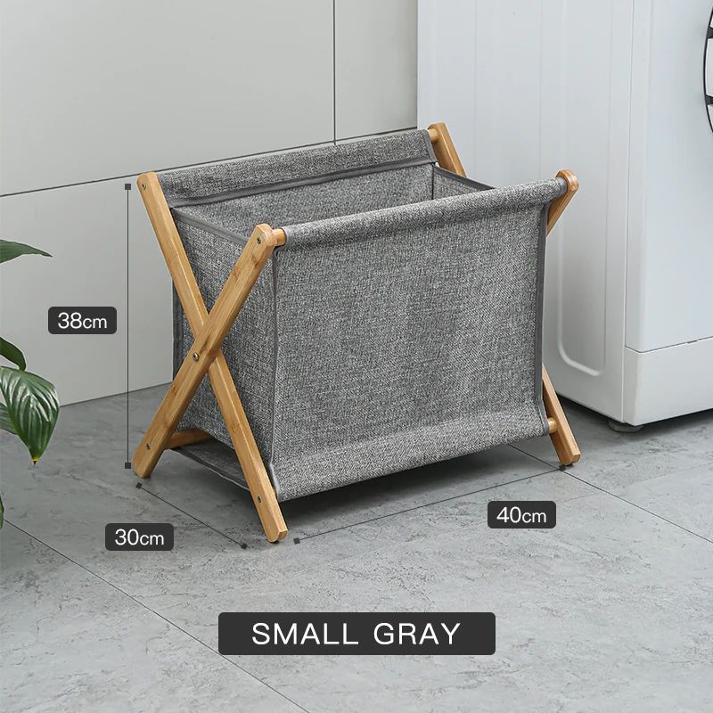 Foldable Wood Frame Laundry Storage Basket 10