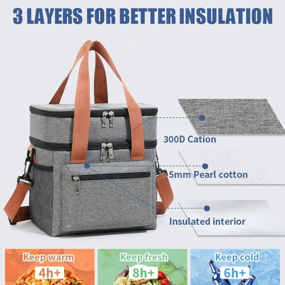 Double Layer Large Capacity Thermal Lunch Bag 3