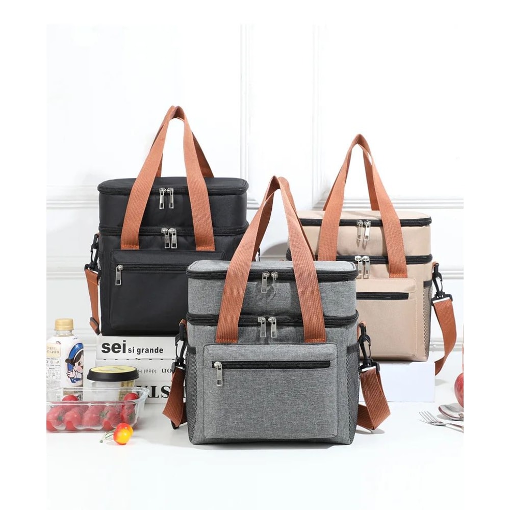 Double Layer Large Capacity Thermal Lunch Bag 7