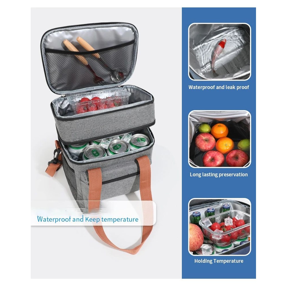 Double Layer Large Capacity Thermal Lunch Bag 9