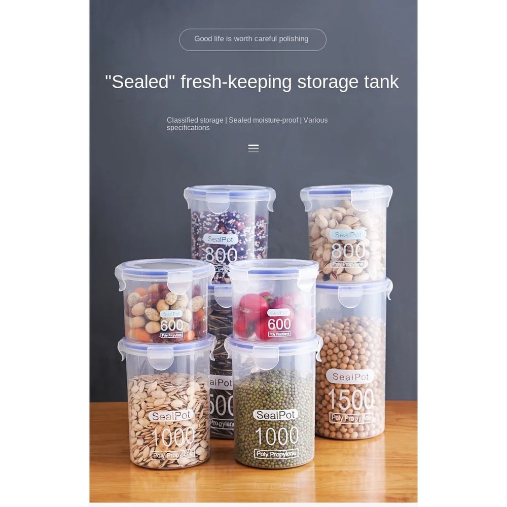 Transparent Airtight Food Storage Jar Set 6