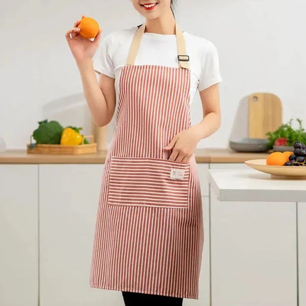 Linen Striped Japanese Style Apron 2