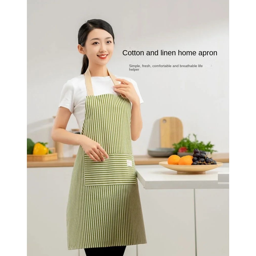 Linen Striped Japanese Style Apron 6