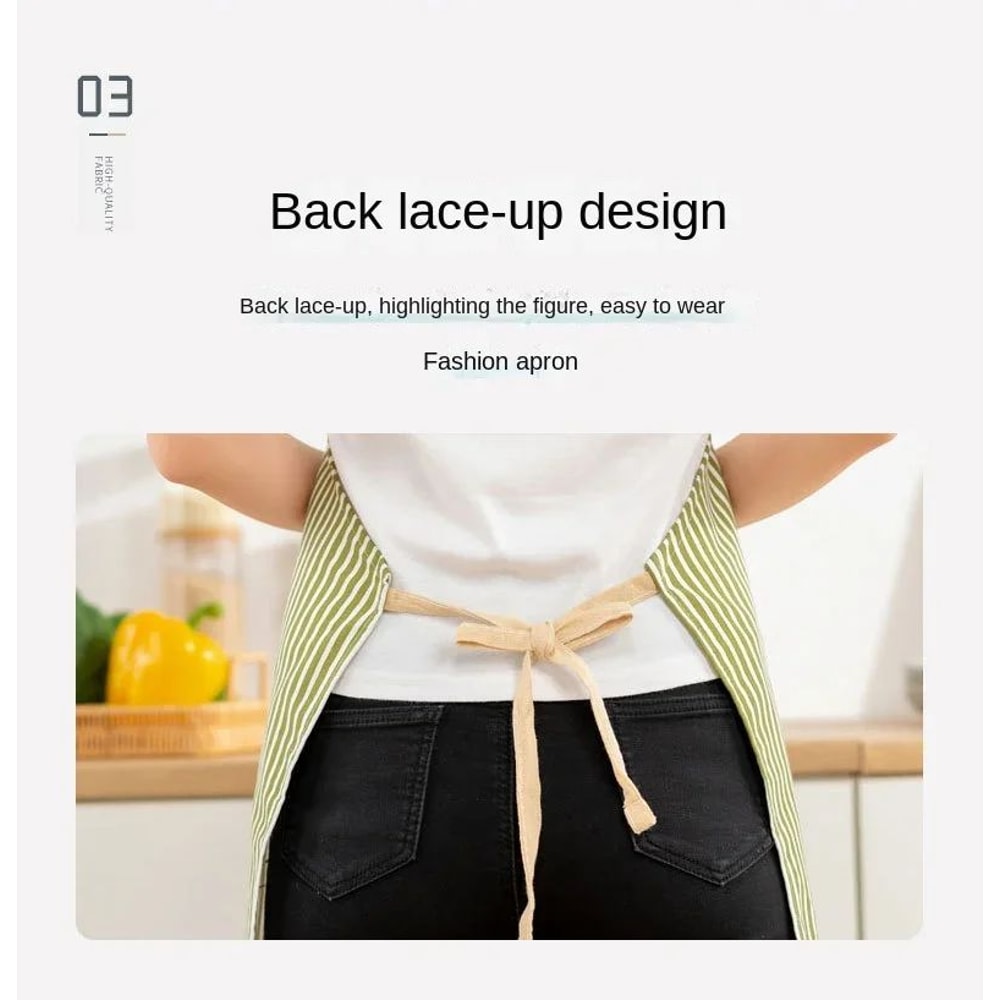 Linen Striped Japanese Style Apron 9