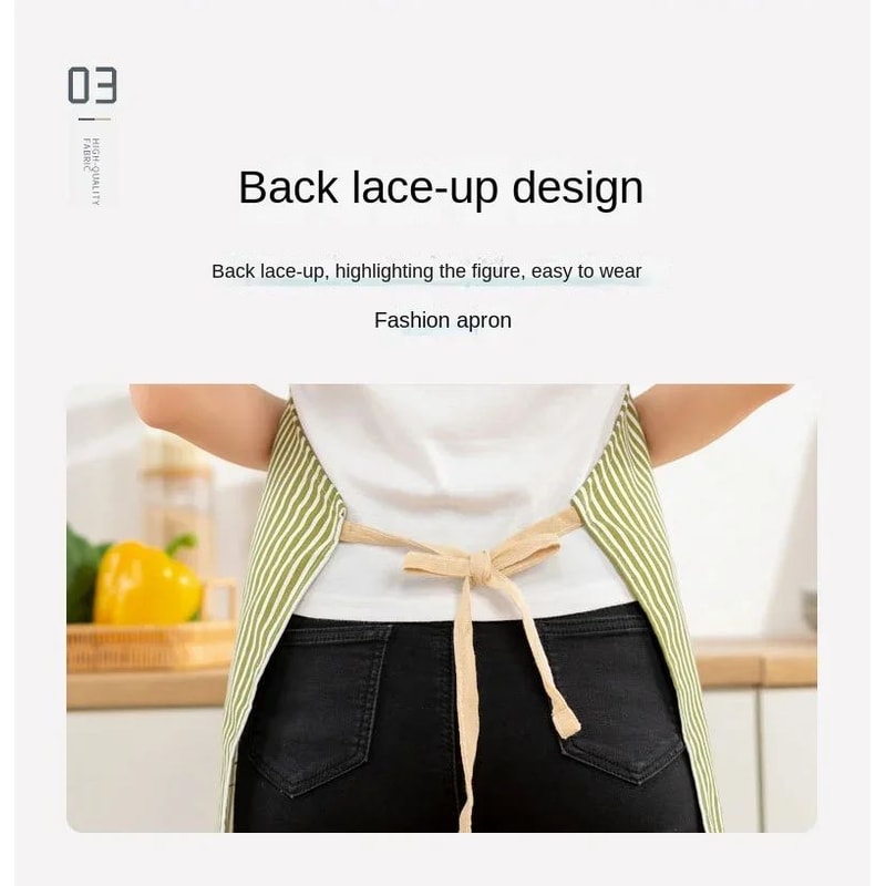 Linen Striped Japanese Style Apron 9