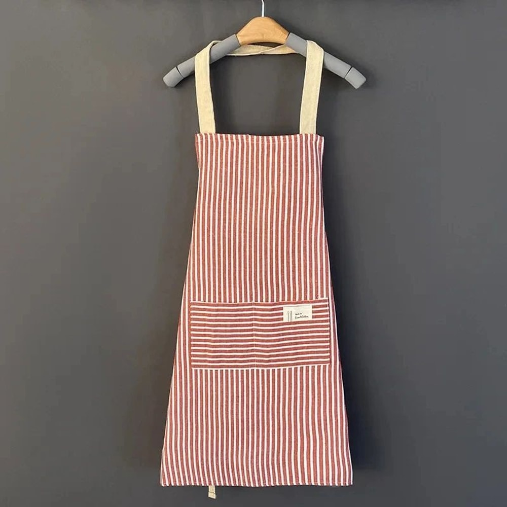 Linen Striped Japanese Style Apron 14