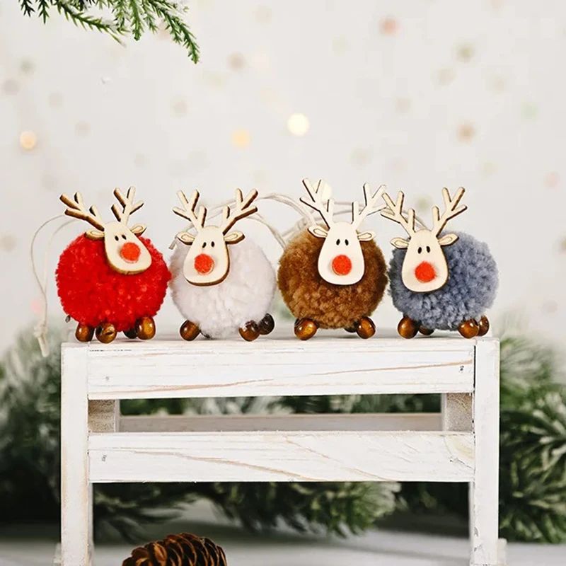 Felt Christmas Elk Tree Ornament Set 5