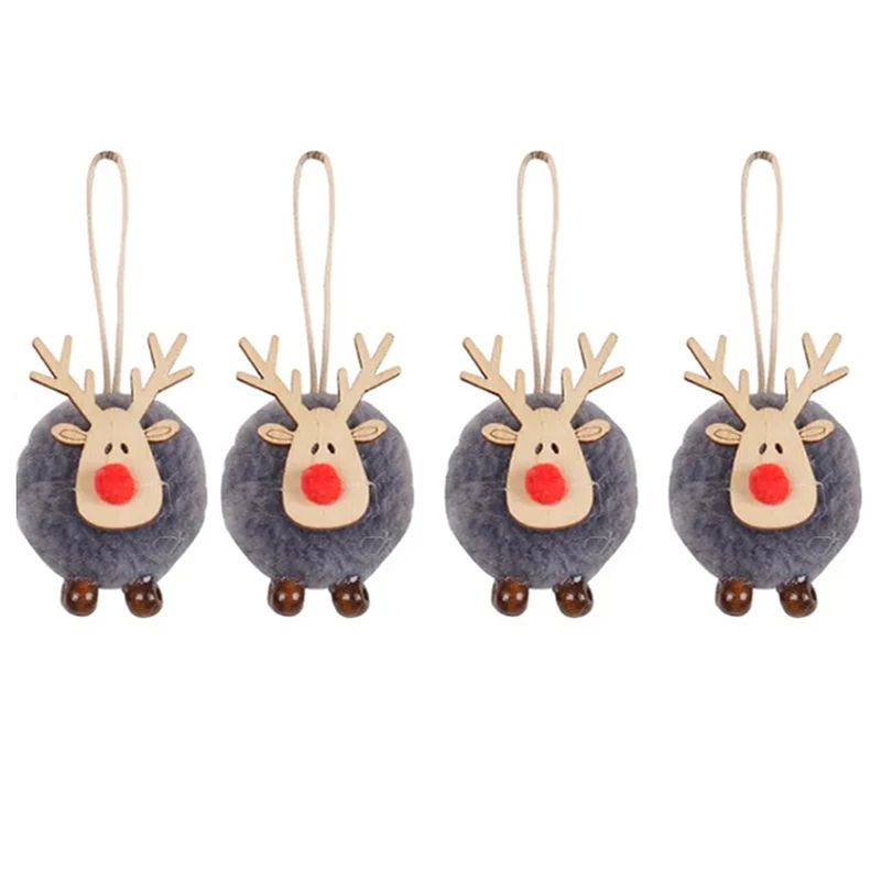 Felt Christmas Elk Tree Ornament Set 6