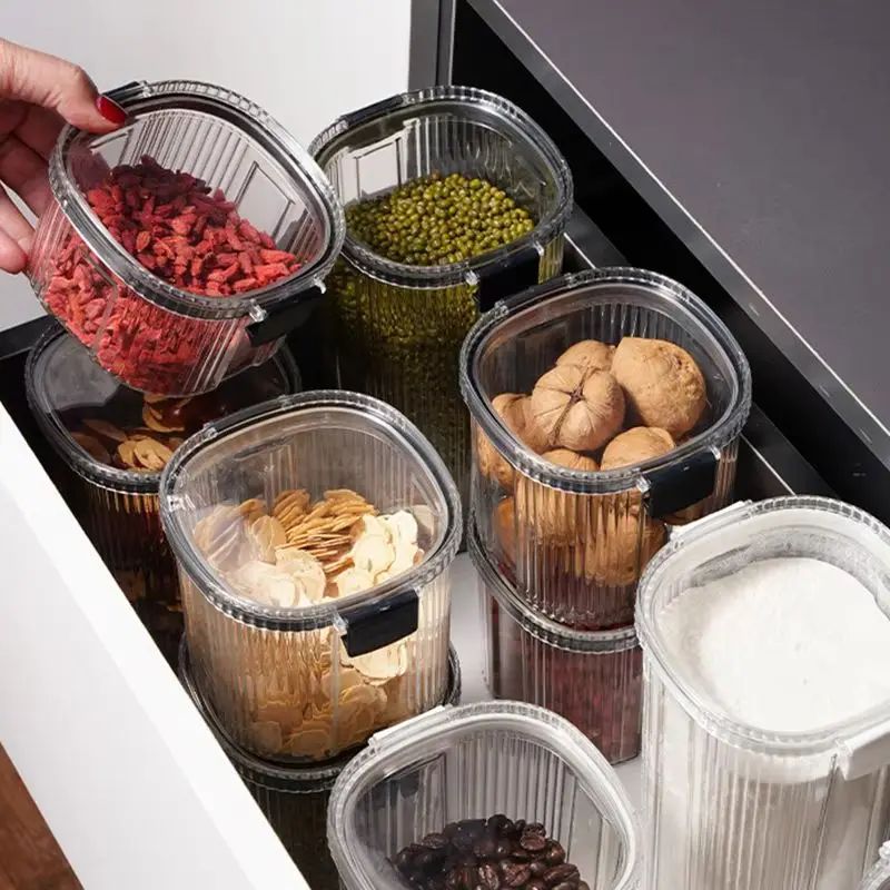 Striped Airtight Grain Storage Jar 0