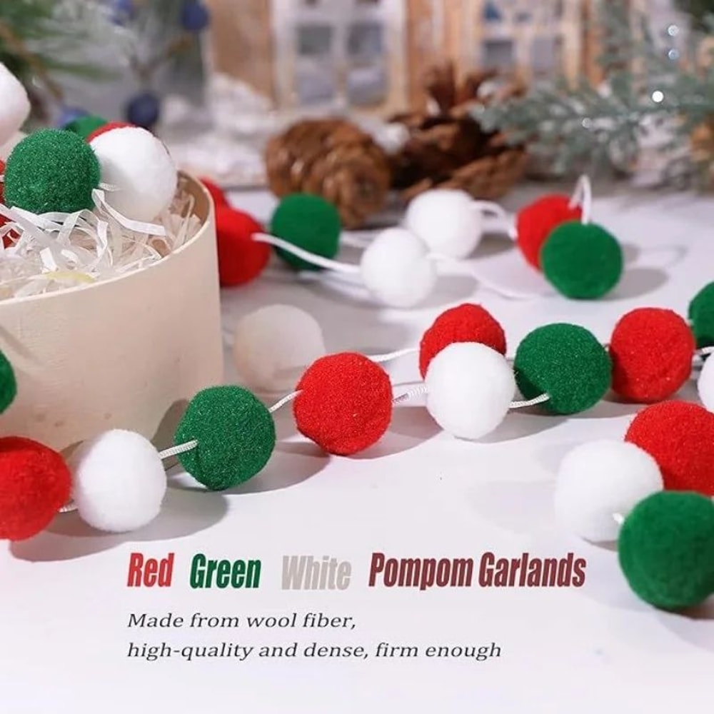 Christmas Hanging Pom Pom Ball Set 2