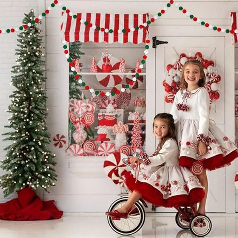 Christmas Hanging Pom Pom Ball Set 4