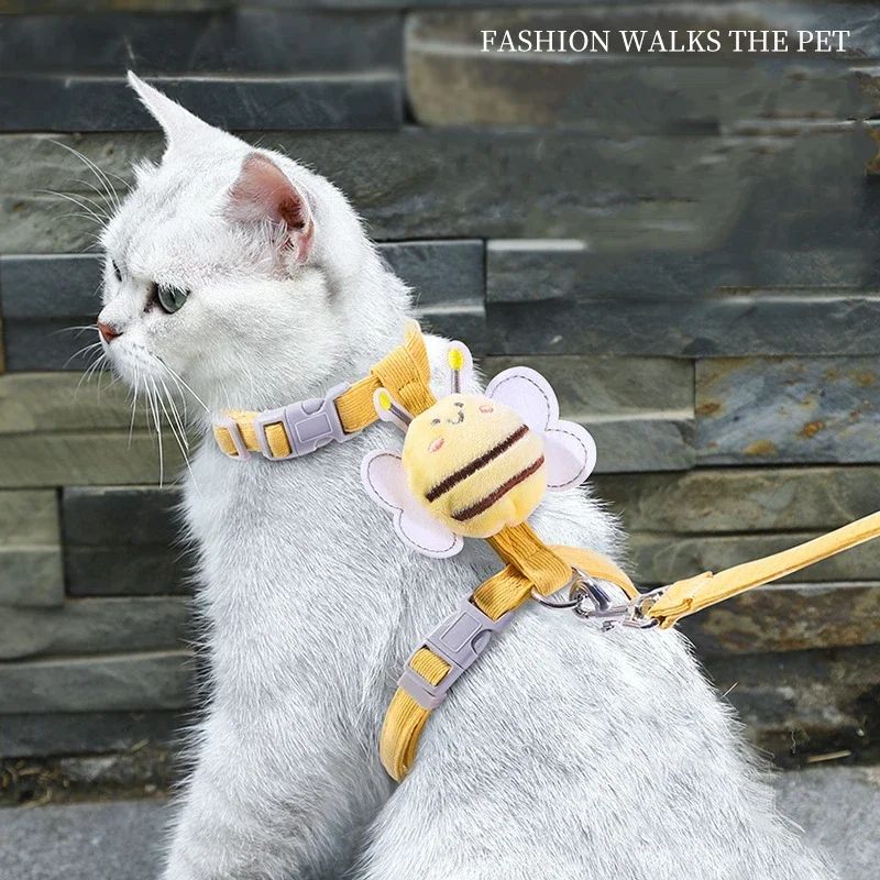 Cartoon Bee Cat Harness Leash Set 0
