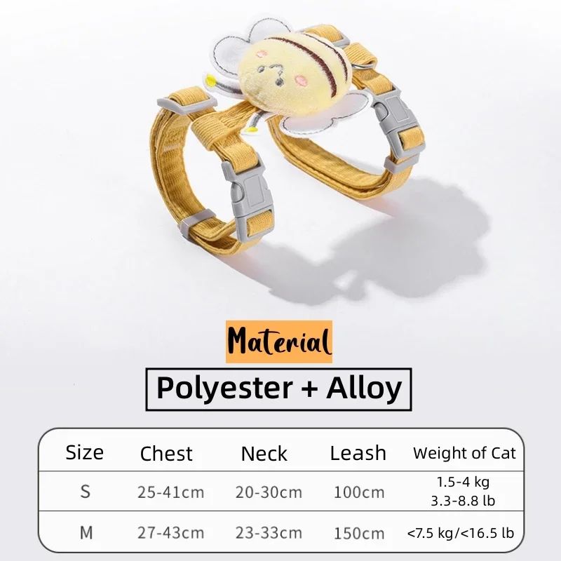 Cartoon Bee Cat Harness Leash Set 3