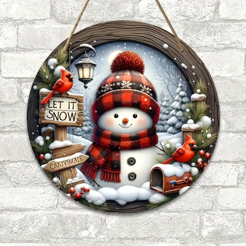 Snowman Acrylic Christmas Wreath Centerpiece 1