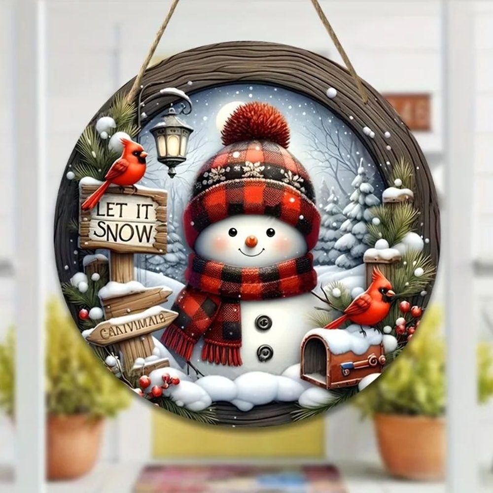 Snowman Acrylic Christmas Wreath Centerpiece 3