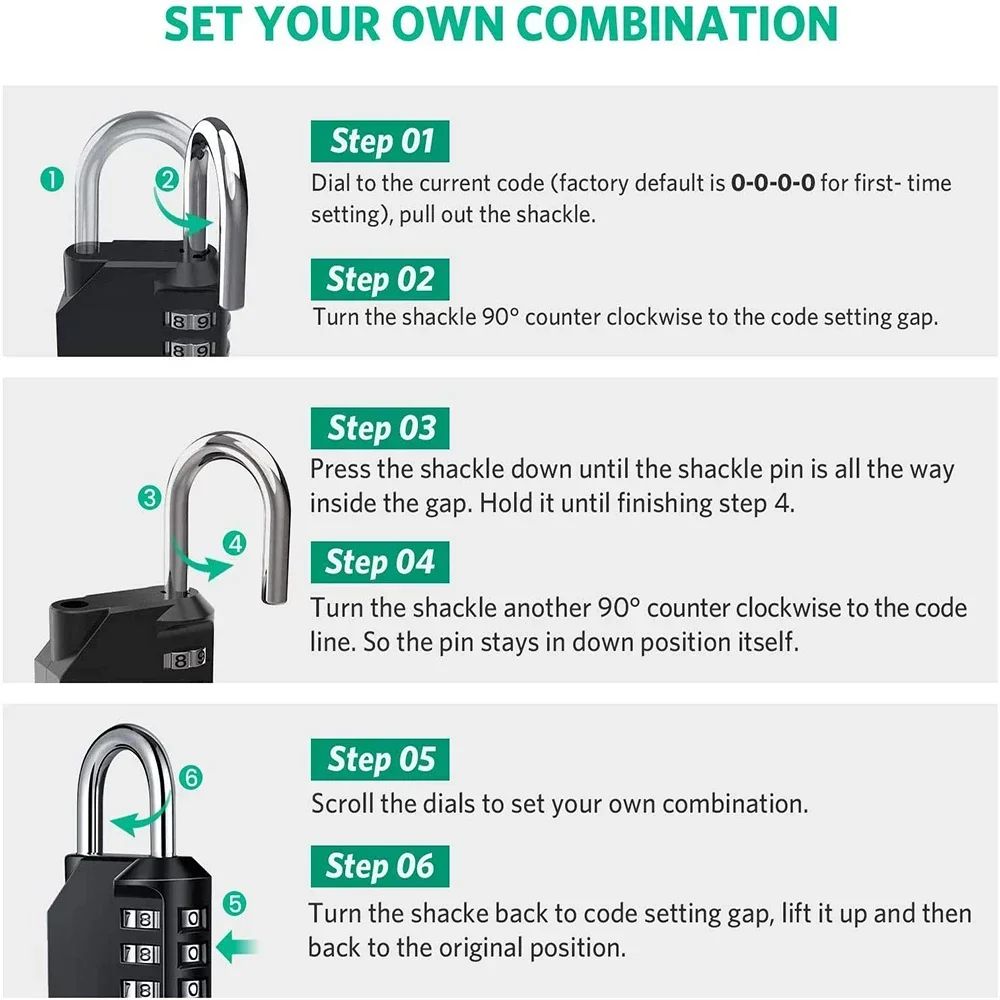 4 Digit Resettable Combination Padlock 7