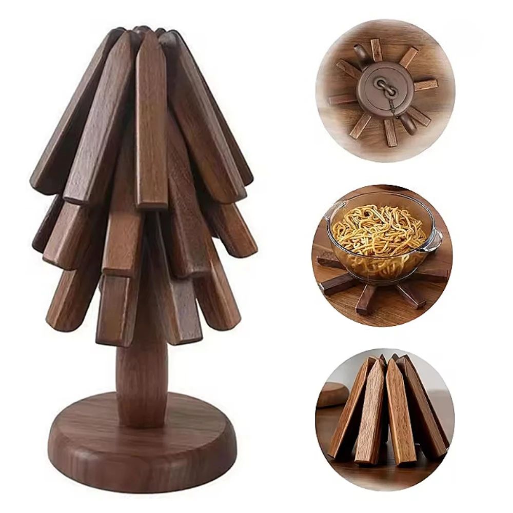 Folding Wooden Trivet Hot Dish Mat 4