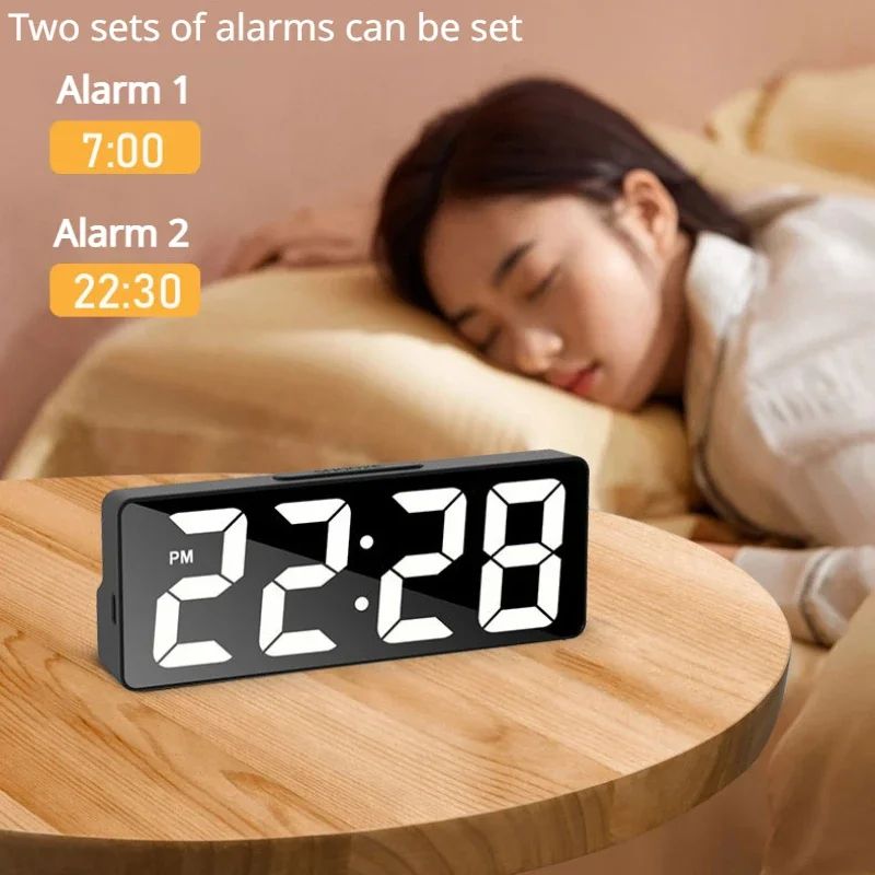 LED Digital Alarm Clock Mirror Display 3