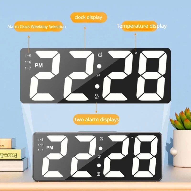 LED Digital Alarm Clock Mirror Display 5