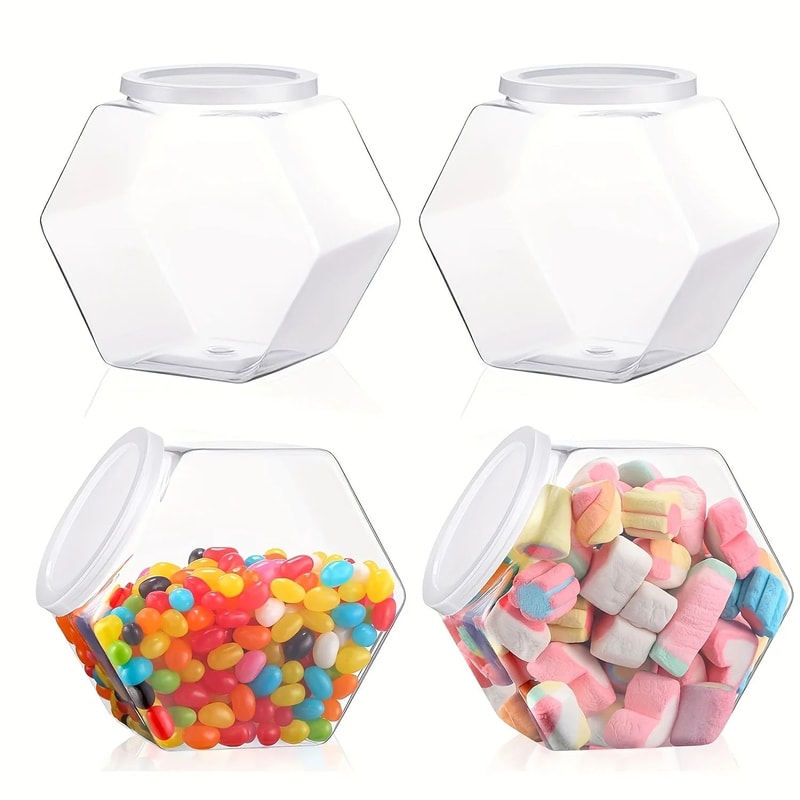 850ml Clear Hexagonal Food Storage Jar 1