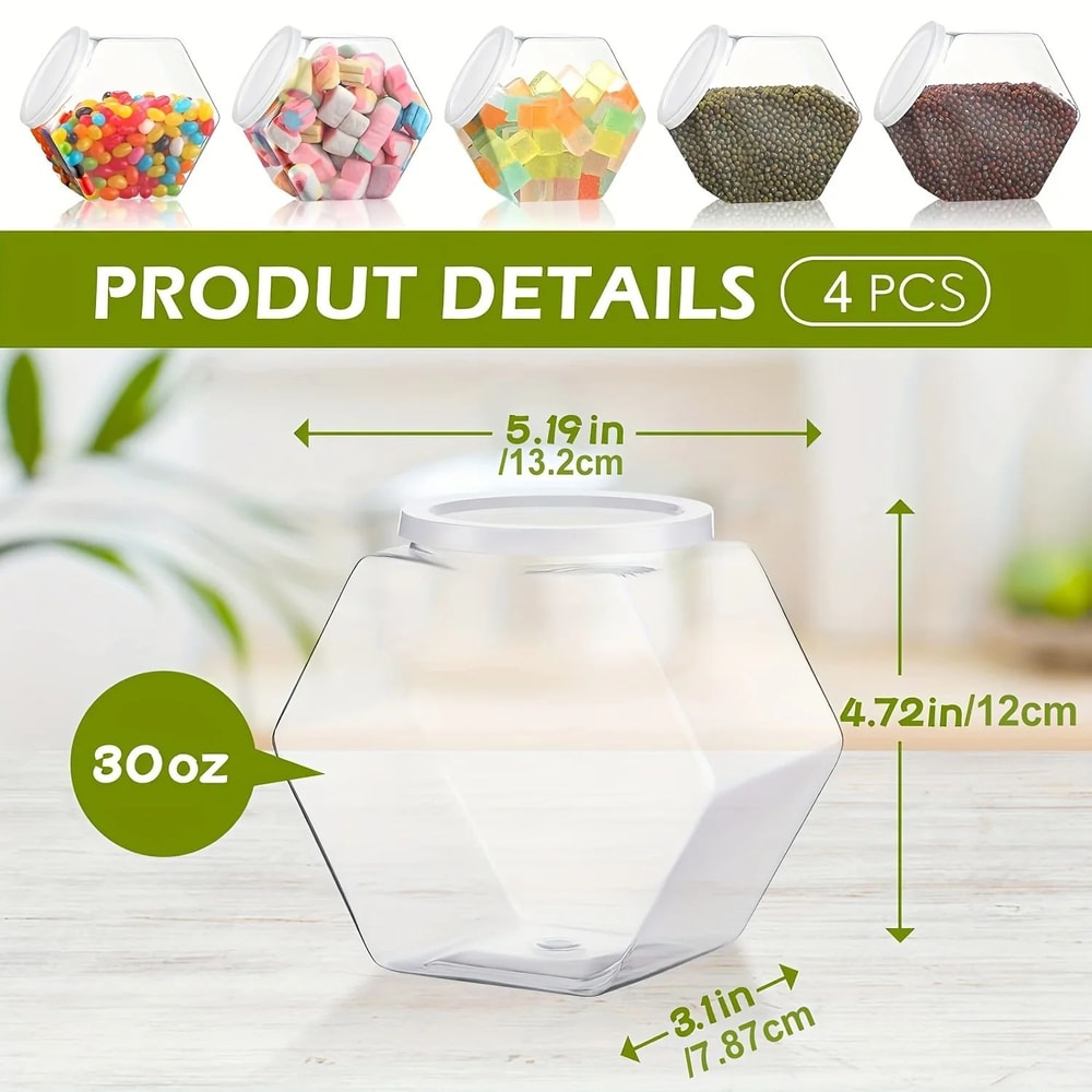 850ml Clear Hexagonal Food Storage Jar 3