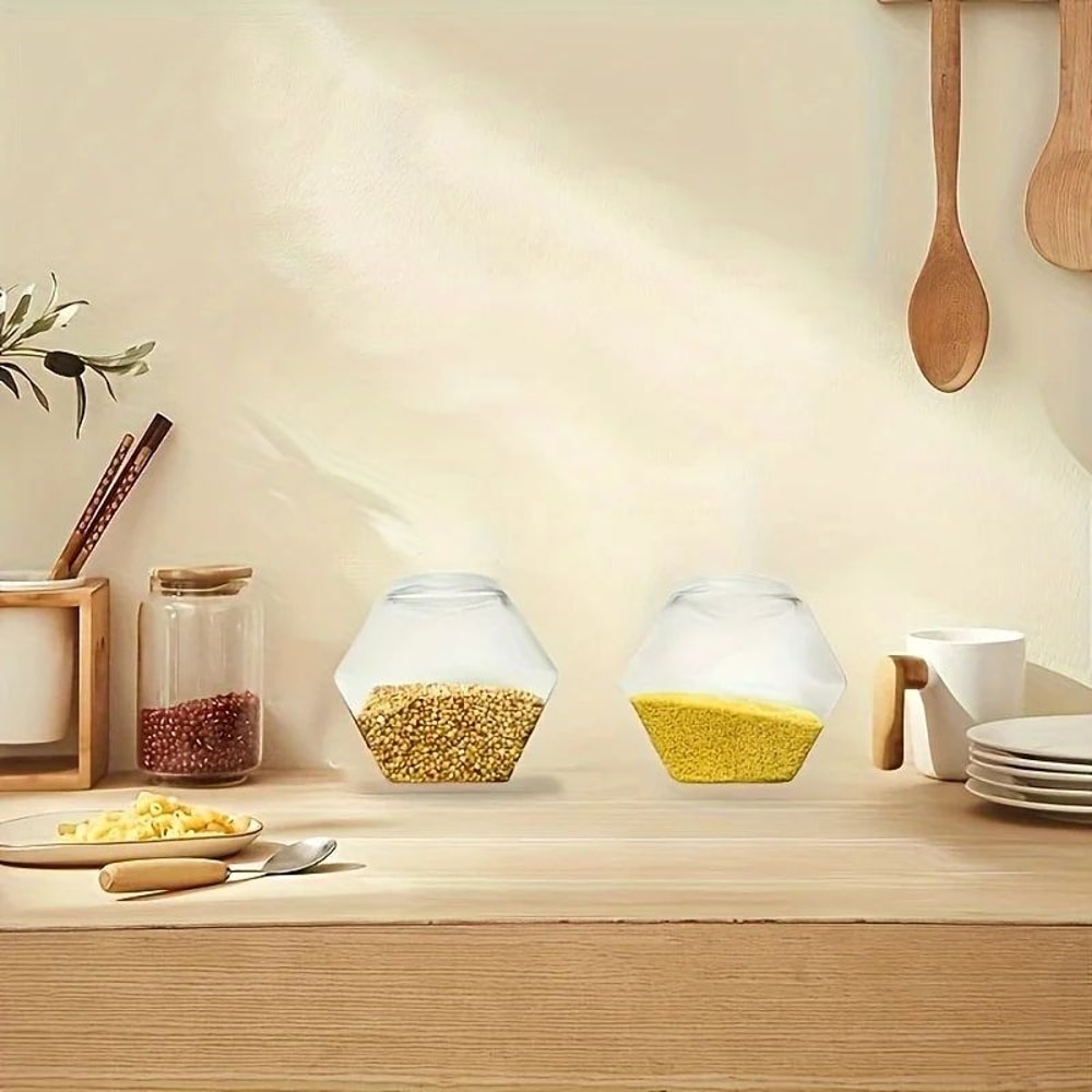 850ml Clear Hexagonal Food Storage Jar 5