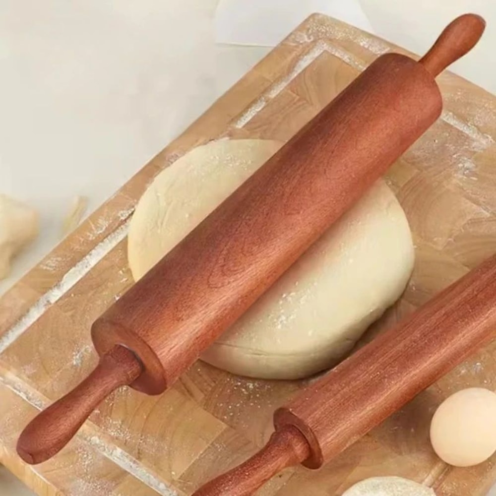 Classic Wooden Rolling Pin With Handles 1