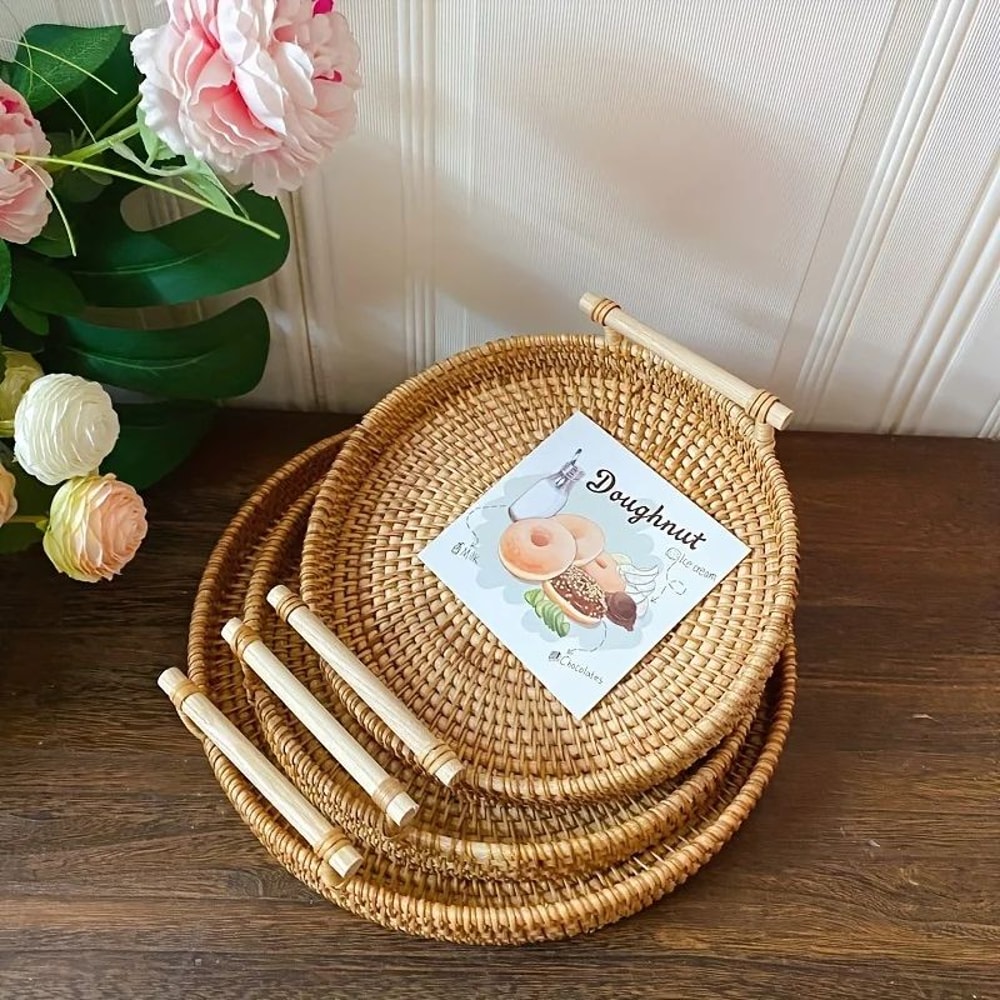 Handwoven Rattan Storage Basket With Lid 4