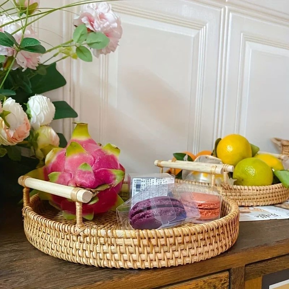 Handwoven Rattan Storage Basket With Lid 5