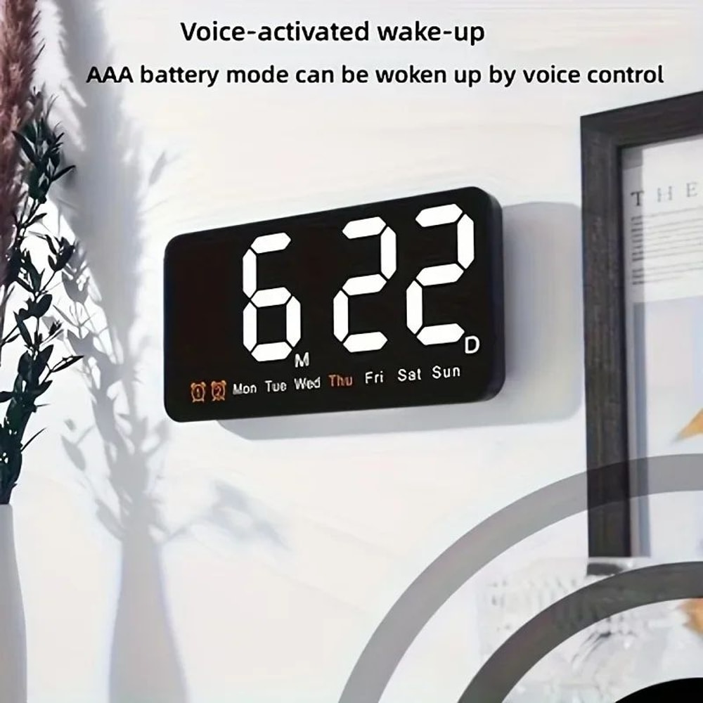 Voice Control Large LED Wall Clock 8