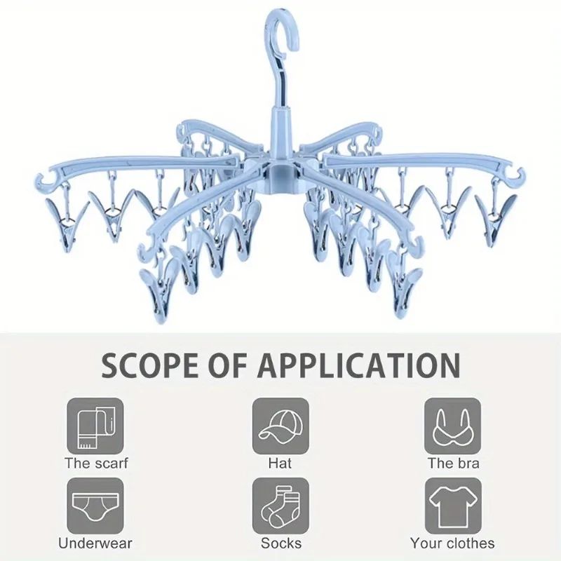 Folding Sock Drying Rack With 24 Clips 4