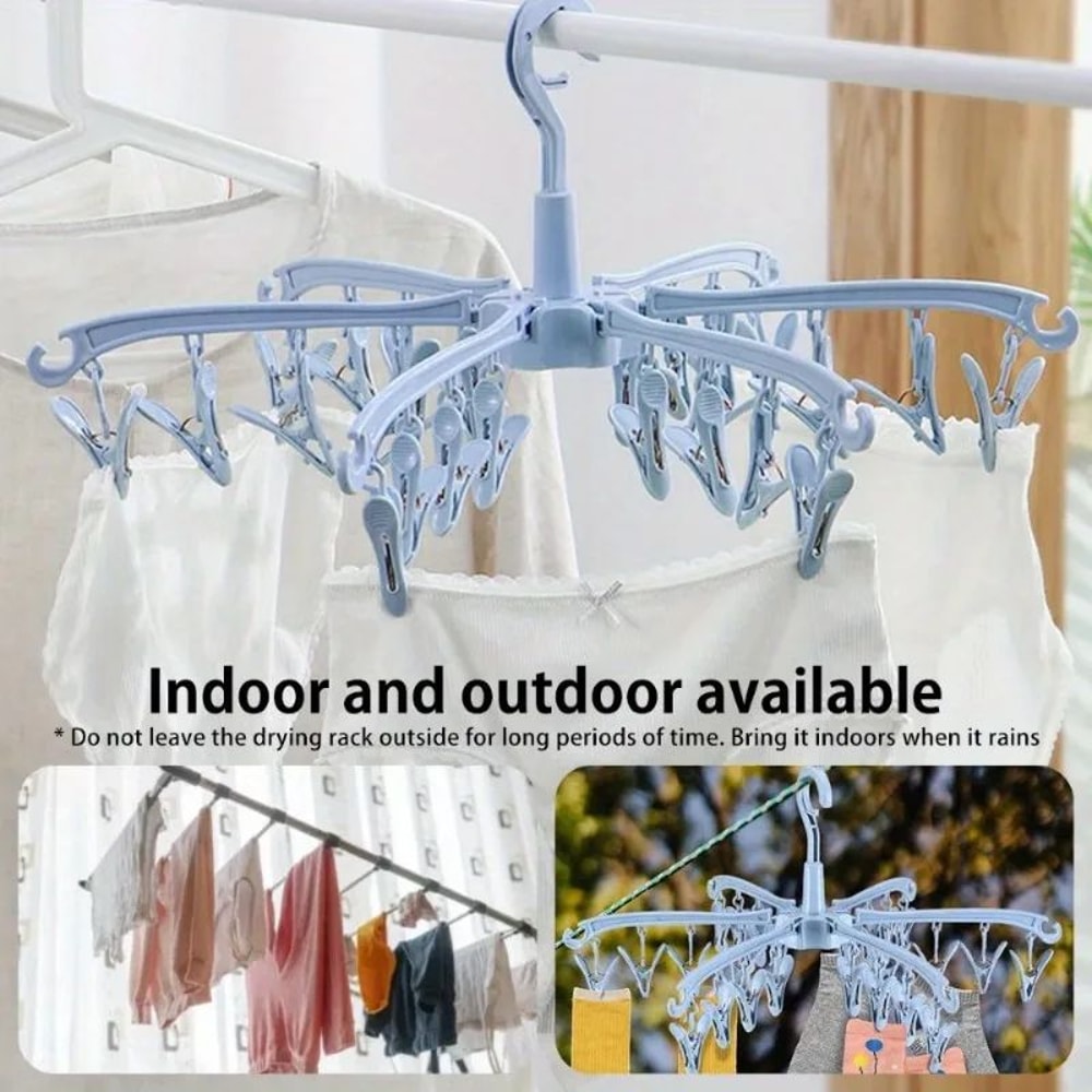 Folding Sock Drying Rack With 24 Clips 6