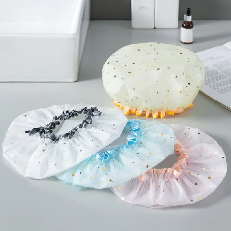 Waterproof Double Layer Shower Cap Set 1