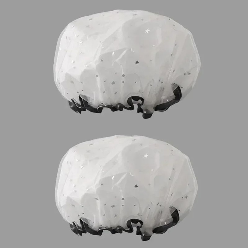 Waterproof Double Layer Shower Cap Set 12
