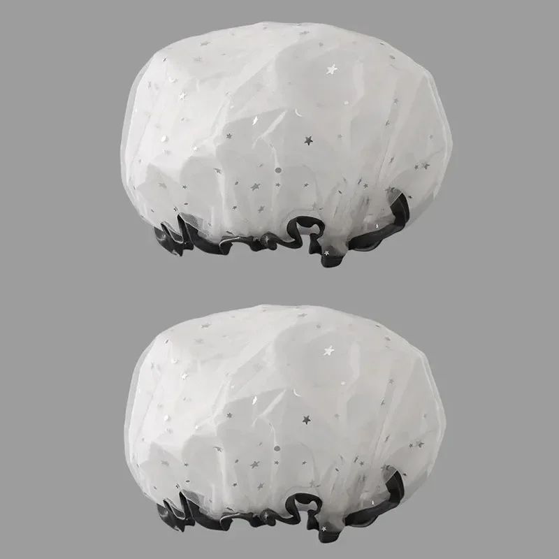 Waterproof Double Layer Shower Cap Set 12