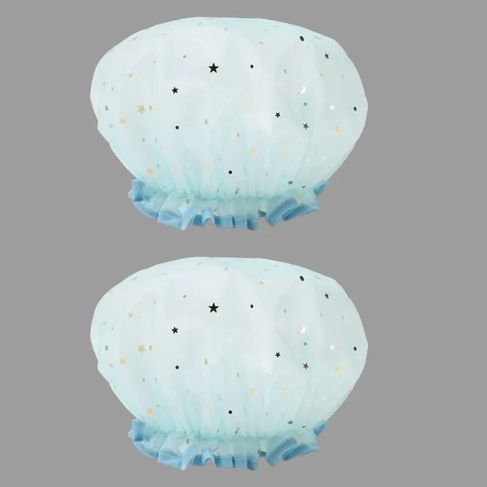 Waterproof Double Layer Shower Cap Set 13