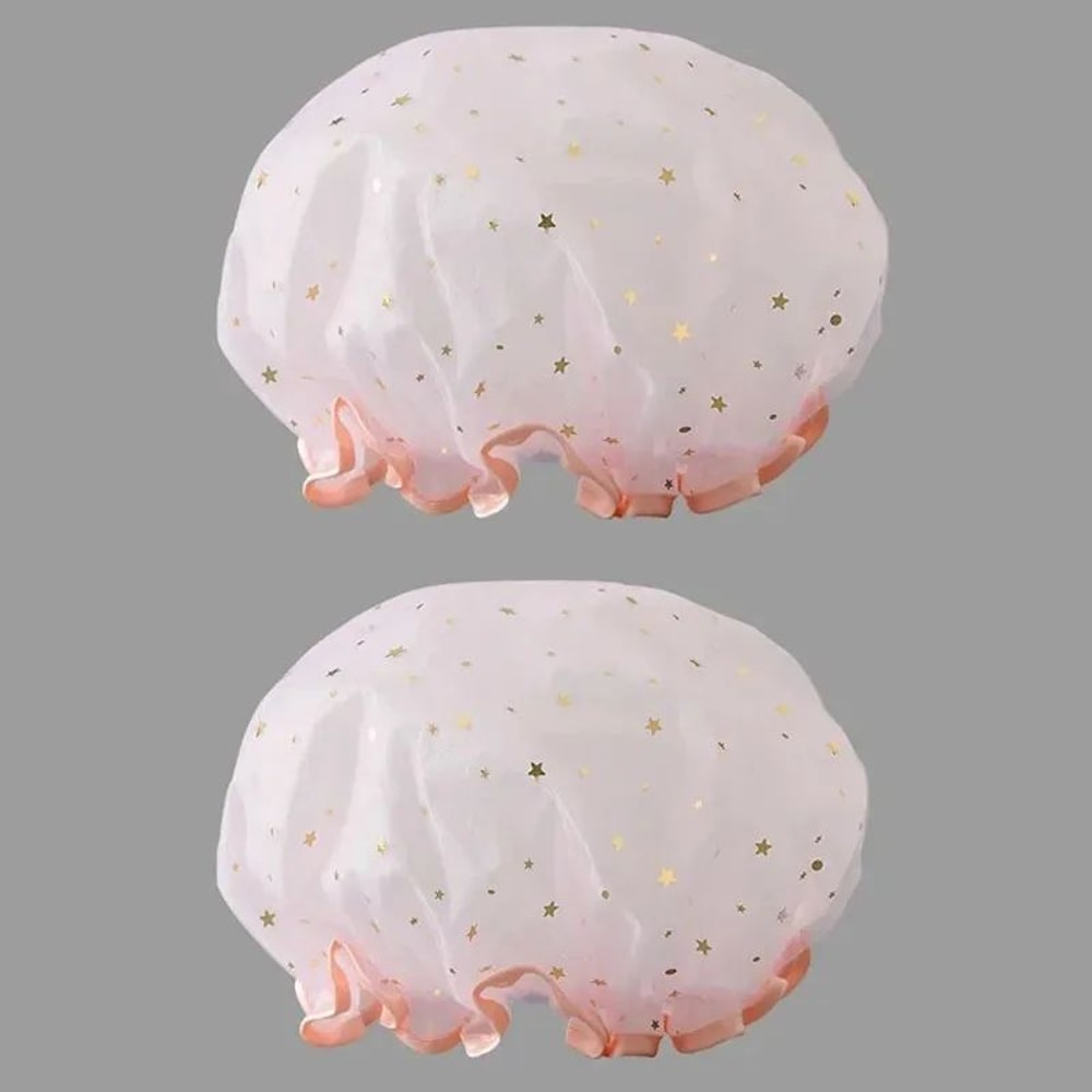 Waterproof Double Layer Shower Cap Set 14