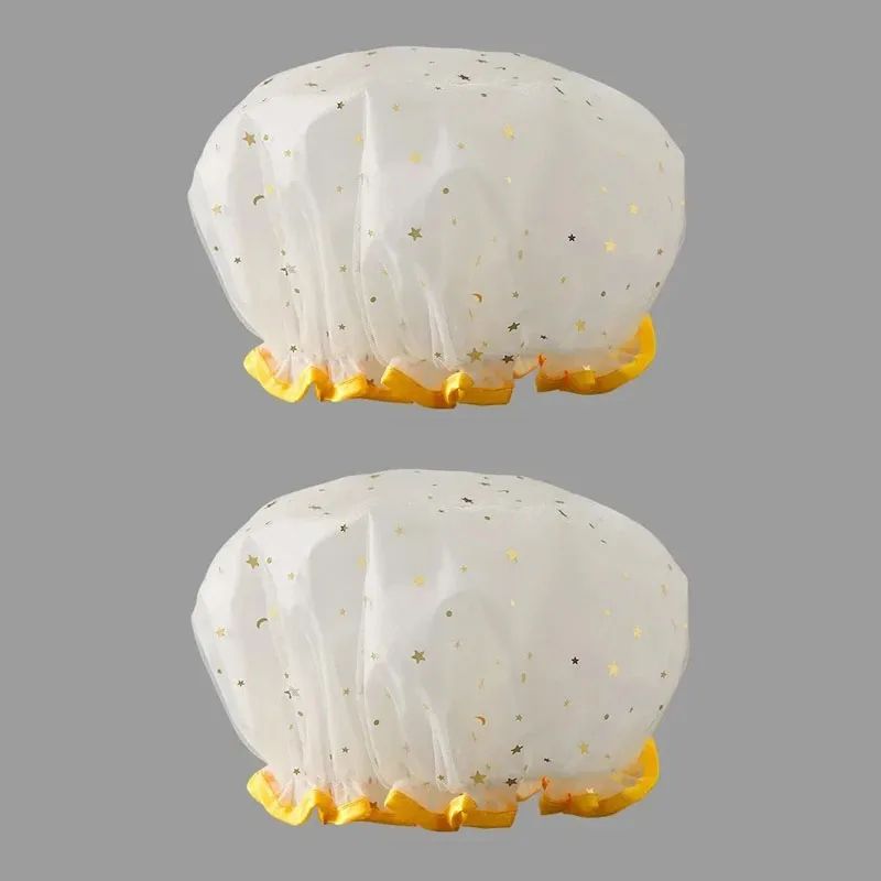 Waterproof Double Layer Shower Cap Set 11