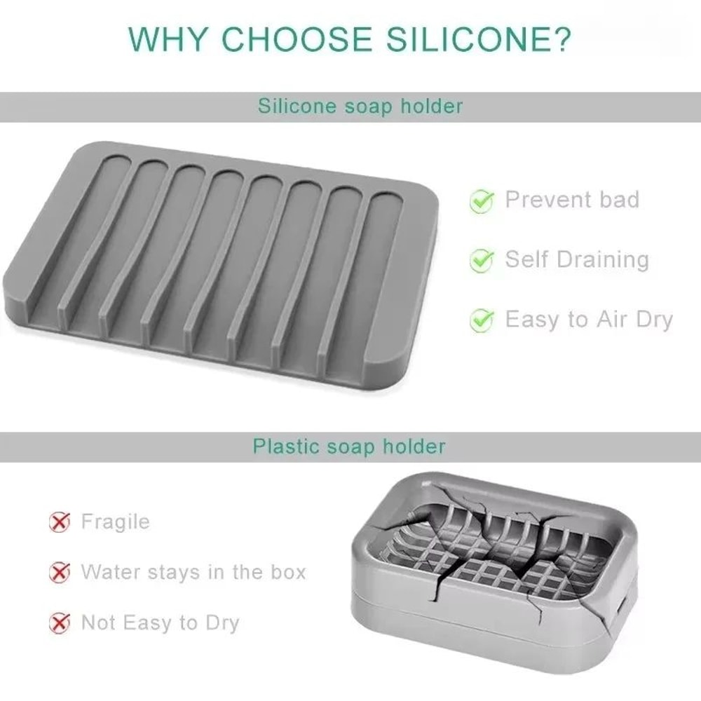 Silicone Self Draining Soap Holder Mat 5