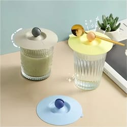 multi purpose silicone cup lid with spoon holder