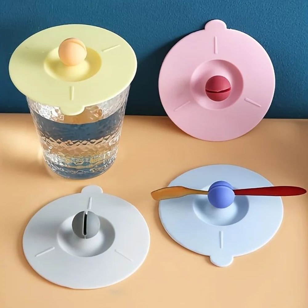 Multi Purpose Silicone Cup Lid With Spoon Holder 6