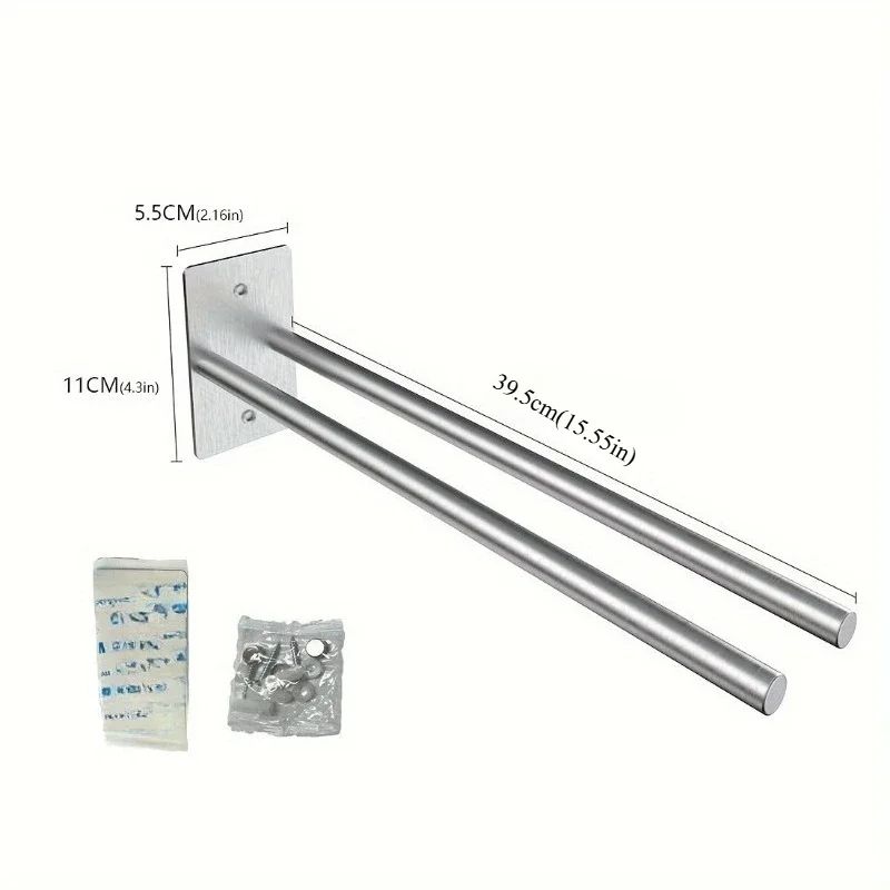 Wall Mounted Double Rod Towel Holder 4