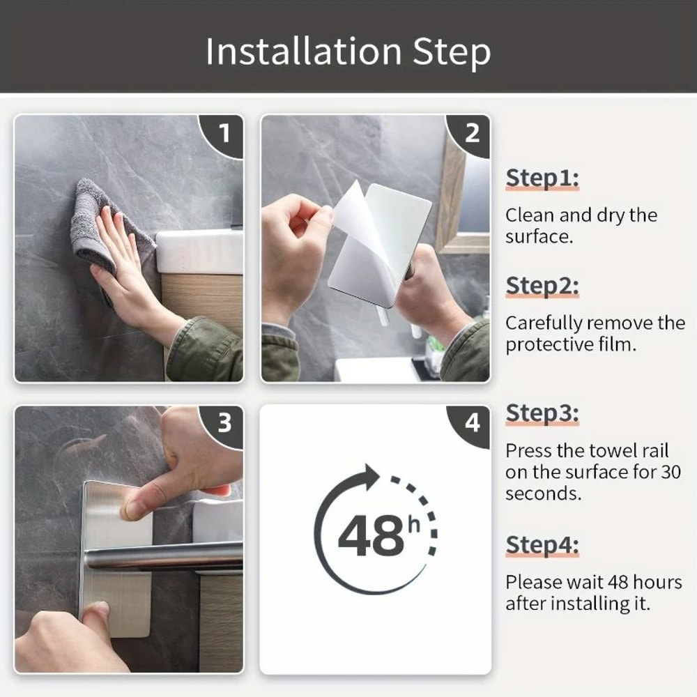 Wall Mounted Double Rod Towel Holder 6